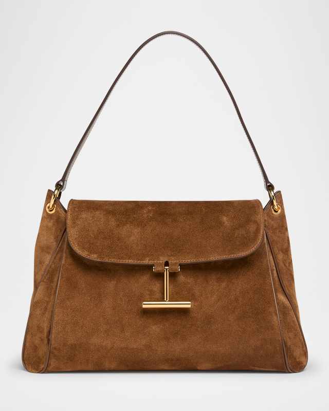 Tara Medium Shoulder Bag in Calfskin Suede